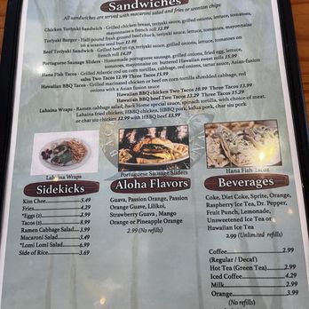 Back Home In Lahaina - Menu - Hawaiian Near Me - Carson, California