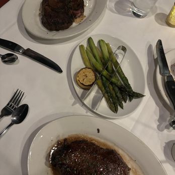 Morton's The Steakhouse - 9 oz. Prime Ribeye, Signature Cut Prime New York Strip, Grilled Jumbo Asparagus - Steakhouses Near Me - Burbank, California Morton's The Steakhouse - 9 oz. Prime Ribeye, Signature Cut Prime New York Strip, Grilled Jumbo Asparagus - Steakhouses Near Me - Burbank, California