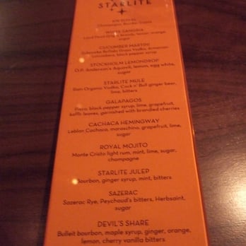 Starlite - Drinks Menu - Cocktail Bars Near Me - San Diego, California