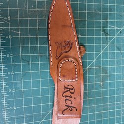 Texas Dragonfly Laser Engraving - Engraved leather knife sheath