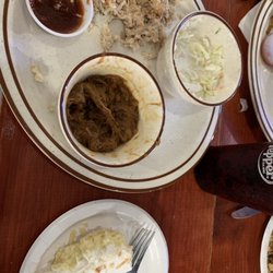 Flint Hills Saloon & Eatery - Pulled chicken meal with cowboy beans, coleslaw and coconut cream pie