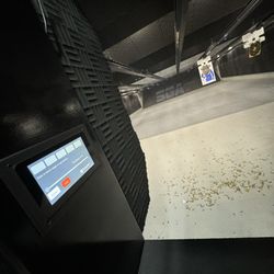 Stratford Guns And Ammo - This is a range lane, fully electronic ready to show screen. A great range.