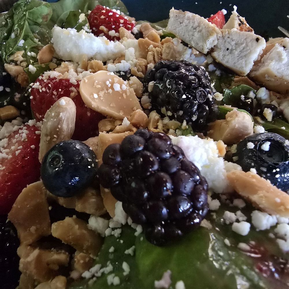 Bosscat Kitchen & Libations - Berry Salad with grilled chicken - Bars Near Me - Orange, California Bosscat Kitchen & Libations - Berry Salad with grilled chicken - Bars Near Me - Orange, California