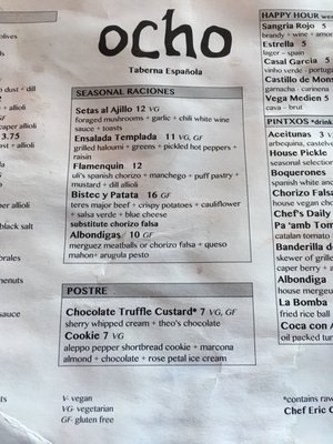 Menu photo 8 Ocho Seattle, WA