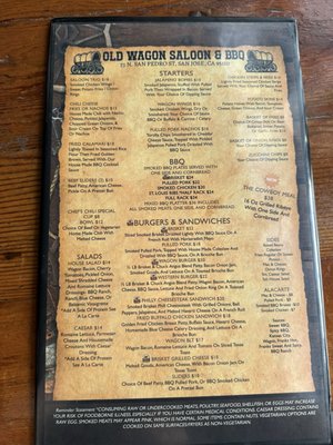 Menu photo 2 The Old Wagon Saloon and Grill San Jose, CA Menu photo 2 The Old Wagon Saloon and Grill San Jose, CA