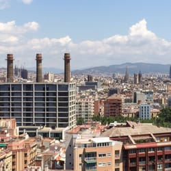 Monjuïc - The three stacks and Sagrada Familia