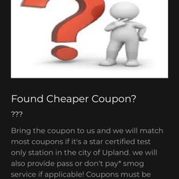 Owner website that states "coupon match"