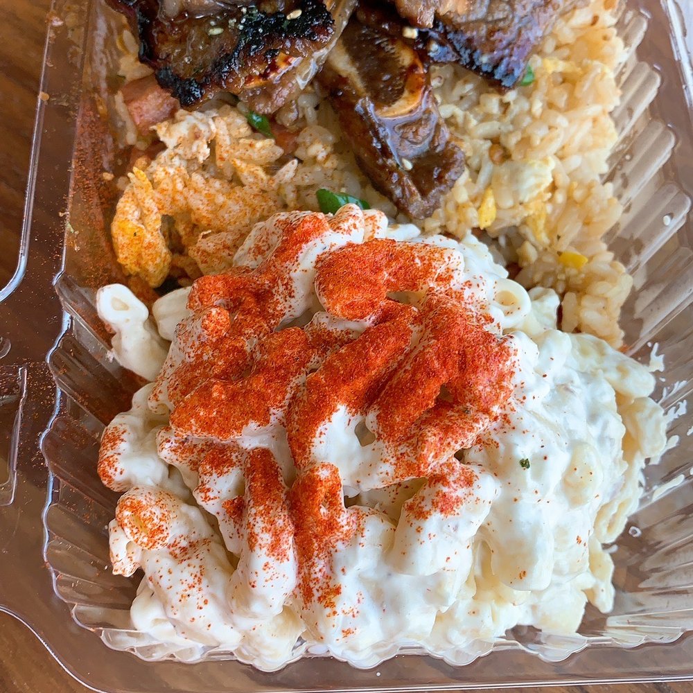 Shootz - Short Ribs with Mac Salad and Spam Fried Rice - Hawaiian Near Me - Stanton, California