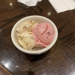 Butter pecan and strawberry icecream