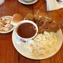 Spuddy's Cajun Foods - Fried Chicken and red beans an rice special.