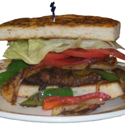 The Dutch Restaurant - Cajun Burger on homemade Garlic Bread