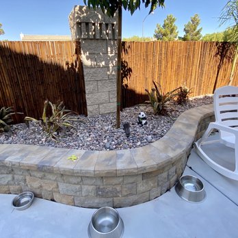 JTB Landscapers - A portion of the planter wall with large enough stones for seating - Landscape Architects or Designers Near Me - Las Vegas, Nevada