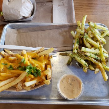 Gott's Roadside - Garlic fries and cheese fries - with a side of secret sauce! Awesomely good :) - Salad Near Me - Walnut Creek, California