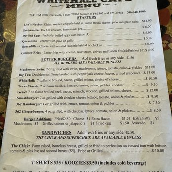 WhiteHall Cafe - Menu 3.10.24 - Burgers Near Me - Navasota, Texas
