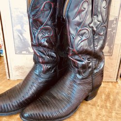 Gorgeous Lucchese Cherry Red Teju Lizard boots.