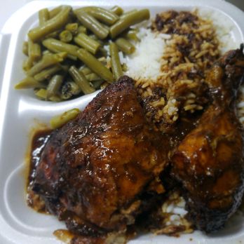Mo'Bay Island Cuisine - Jerk chicken, white rice, green beans. - Caribbean Near Me - Pooler, Georgia
