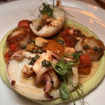 Marché Moderne - Mediterranean sepia and Hokkaido scallops ($36) - French Near Me - Newport Beach, California Marché Moderne - Mediterranean sepia and Hokkaido scallops ($36) - French Near Me - Newport Beach, California