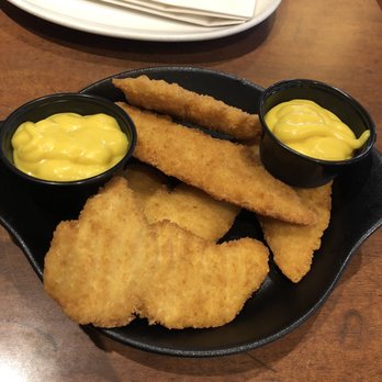 White Spot - Scott & 72nd - plate of fried fish sticks with mustard sauce - Burgers Near Me - Delta, British Columbia White Spot - Scott & 72nd - plate of fried fish sticks with mustard sauce - Burgers Near Me - Delta, British Columbia