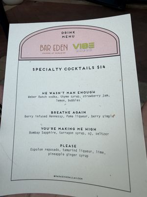 Menu photo 1 Bar Eden Lounge at Paradiso Dallas, TX