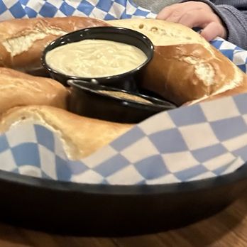 Andreas Keller German Restaurant - Bretzel, cheese dip, mustard - German Near Me - Leavenworth, Washington Andreas Keller German Restaurant - Bretzel, cheese dip, mustard - German Near Me - Leavenworth, Washington