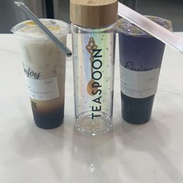 Golden Brew, Dirty Ube with boba, Teaspoon Glass Bottle Golden Brew, Dirty Ube with boba, Teaspoon Glass Bottle
