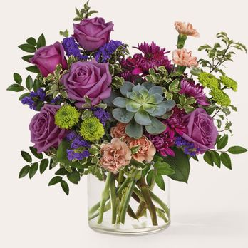 Charley's Flowers - You're a Gem Bouquet - Roses & carnations mingle with vibrant chrysanthemums & hardy succulents... - Florists Near Me - Chillicothe, Ohio