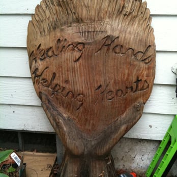 Healing Hands Helping Hearts - Logo Wood Carving - Massage Near Me