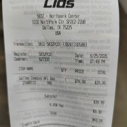 Lids - Receipt