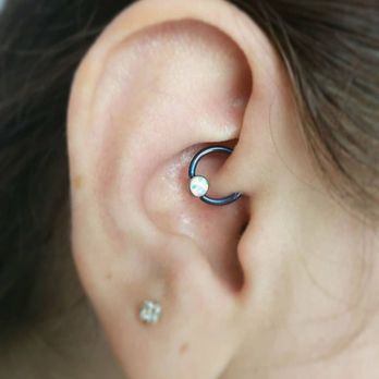 Red Hot Tattoo - Daith Piercing - Titanium F136 & White opal @personalartform - Tattoo Near Me - Arcadia, California