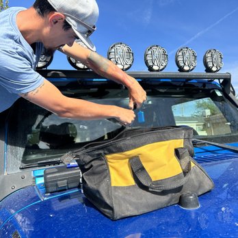 Chip It Auto Glass - Hard at working getting the chip filled - Auto Glass Services Near Me Chip It Auto Glass - Hard at working getting the chip filled - Auto Glass Services Near Me