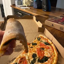 Limp, NOT crispy pizza.