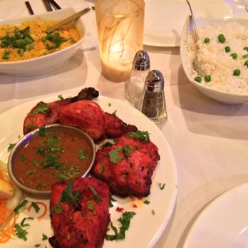 Namaste - Vegetable korma with paneer. Tandoori chicken, rice and cheese naan - Indian Near Me - Alexandria, Virginia