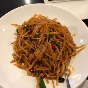 Hunan Impression - Hot and Sour Shredded Potato I think. Tastes pretty good but its medium spicy. - Chinese Near Me - San Jose, California Hunan Impression - Hot and Sour Shredded Potato I think. Tastes pretty good but its medium spicy. - Chinese Near Me - San Jose, California