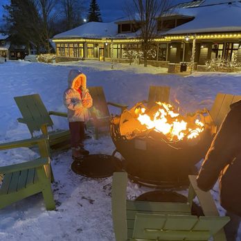 Crystal Mountain - Fire pit outside Wild Tomato - Hotels Near Me - Thompsonville, Michigan