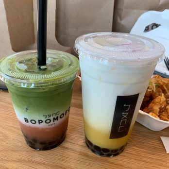 Bopomofo Cafe - Strawberry corn milk and BA-LA matcha. Very tasty! - Bubble Tea Near Me - Artesia, California