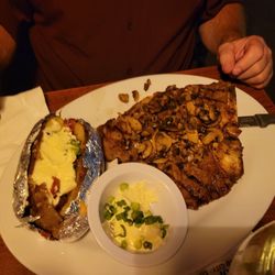 Mohave Steakhouse - Steak with mushrooms and loaded potato