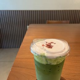 Berry matcha latte