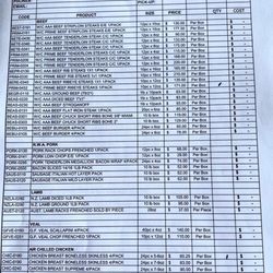 Leavoy Rowe Beef Co. - Price list. There's a second page that I forgot to take photo. They have dishes made by Oliver Bonacini on second page.