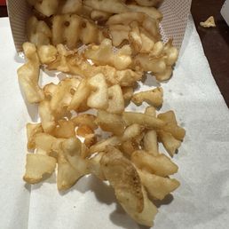 Supposed to be Chikfila Waffle Potato Fries. My medium size order came with pieces of the "waffle". I probably got 4 or 5 whole "waffle".