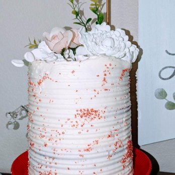Simply Whipped Bakery - a white cake with red sprinkles - Desserts Near Me Simply Whipped Bakery - a white cake with red sprinkles - Desserts Near Me