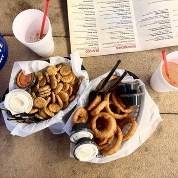 Ocean Front Bar and Grill - Fried Pickles Beer Battered Onion Rings - American Near Me - Myrtle Beach, South Carolina Ocean Front Bar and Grill - Fried Pickles Beer Battered Onion Rings - American Near Me - Myrtle Beach, South Carolina