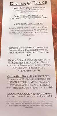 Menu photo 4 Trinks Gualala, CA