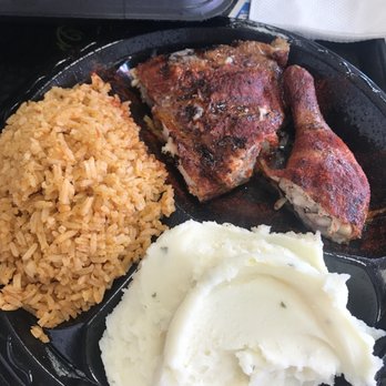 Charo Chicken - My dark meat spicy lemon garlic chicken with garlic mashed potatoes and the Charo rice - Mexican Near Me - Seal Beach, California Charo Chicken - My dark meat spicy lemon garlic chicken with garlic mashed potatoes and the Charo rice - Mexican Near Me - Seal Beach, California