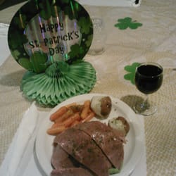 Global Cuisine - Delicious Corned beef dinner for St. Patrick's day! comes with cabbage, baby carrots and red potatoes ! (: