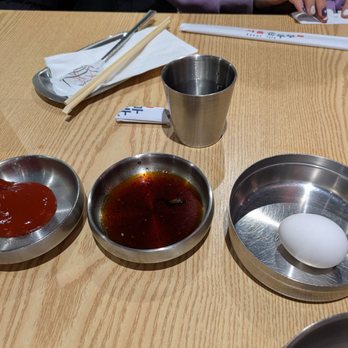 Seoul Tofu - Sauces and raw egg for the tofu stew - Korean Near Me - Queens, New York Seoul Tofu - Sauces and raw egg for the tofu stew - Korean Near Me - Queens, New York