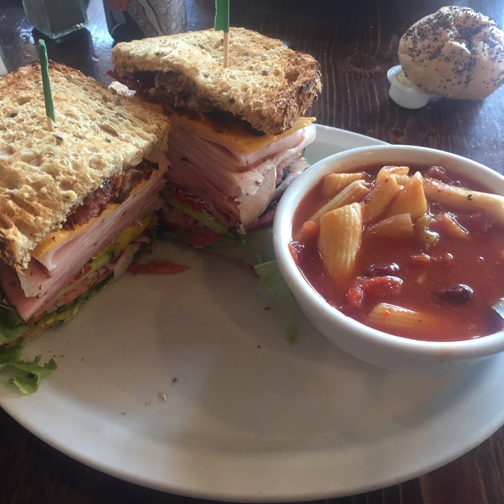 Donna's Eatery - Clubhouse on multigrain with a side minestrone soup. - Sandwiches Near Me - Edmonton, Alberta