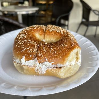 Poppy's Bagels & More - Toasted sesame bagel w/ plain cream cheese ($4.19). - Bagels Near Me - Charlotte, North Carolina Poppy's Bagels & More - Toasted sesame bagel w/ plain cream cheese ($4.19). - Bagels Near Me - Charlotte, North Carolina