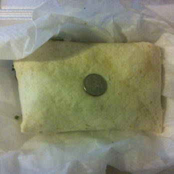 La Mexicana - My burrito with quarter for size comparison. - Mexican Near Me - Columbus, Georgia La Mexicana - My burrito with quarter for size comparison. - Mexican Near Me - Columbus, Georgia