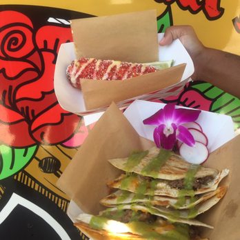 The Taco Cartel - La viuda negra quesadilla & the hot Cheetos corn on the cob - Food Trucks Near Me - Rosemead, California