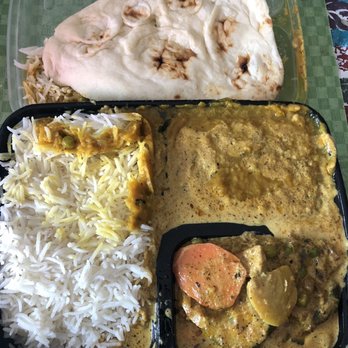 Good 2 Go Liquor & Curry - 2 veggie (eggplant curry, vegetable korma-10.99) with rice & naan. - Indian Near Me - Alameda, California Good 2 Go Liquor & Curry - 2 veggie (eggplant curry, vegetable korma-10.99) with rice & naan. - Indian Near Me - Alameda, California